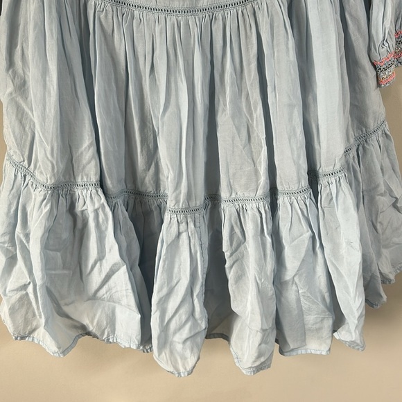 Free People Sunbeams A line Dress Womens Blue Off the Shoulder Boho Festival XS - Picture 6 of 14